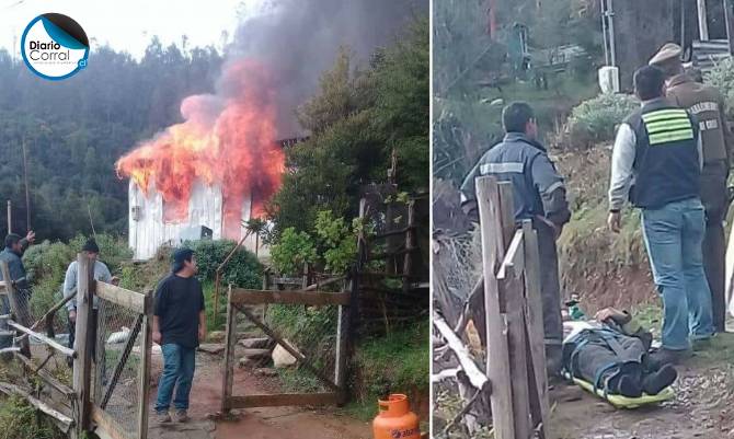 Incendio en Corral: Dos casas destruidas y un bombero fue atendido con principios de asfixia