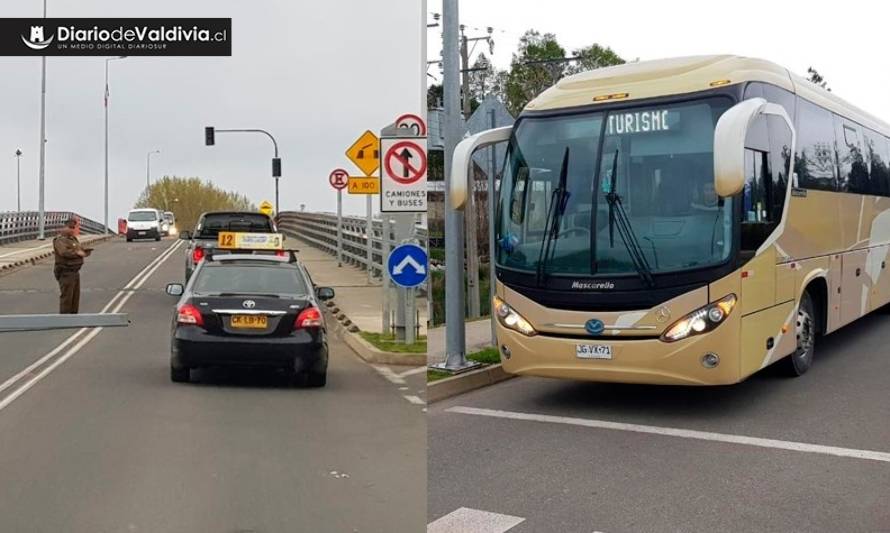 Buses de turismo derribaron barrera de acceso a puente Cau Cau