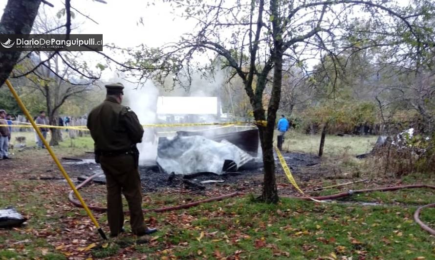 Adulto mayor murió en incendio de su vivienda en Panguipulli