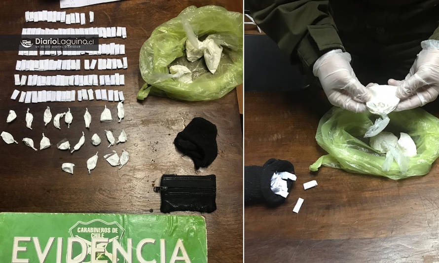 Carabineros de Los Lagos detuvo pasajero de bus que portaba pasta base y cocaína