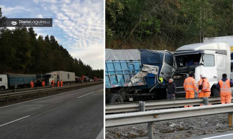 Colisión de camiones en Ruta Sur a la altura de Los Lagos