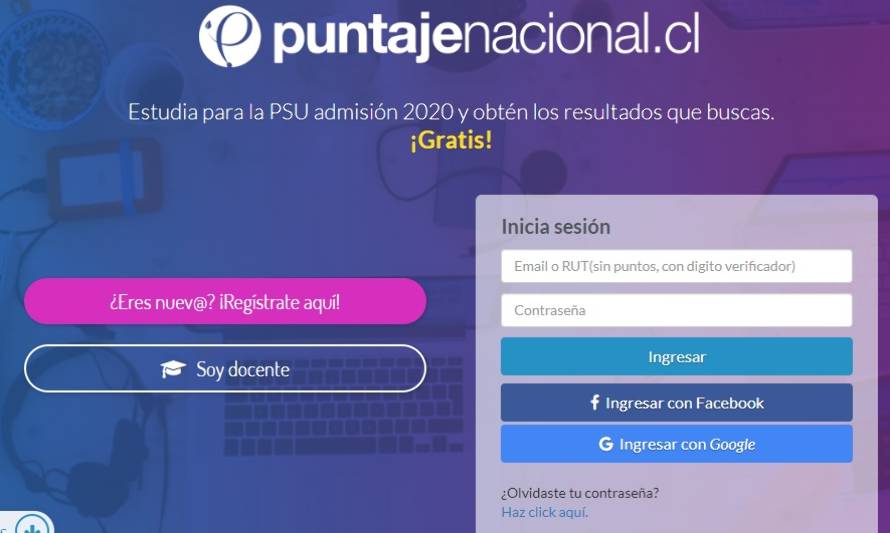 Página puntajenacional.cl lanza clases gratuitas para alumnos de 7°a IV Medio 