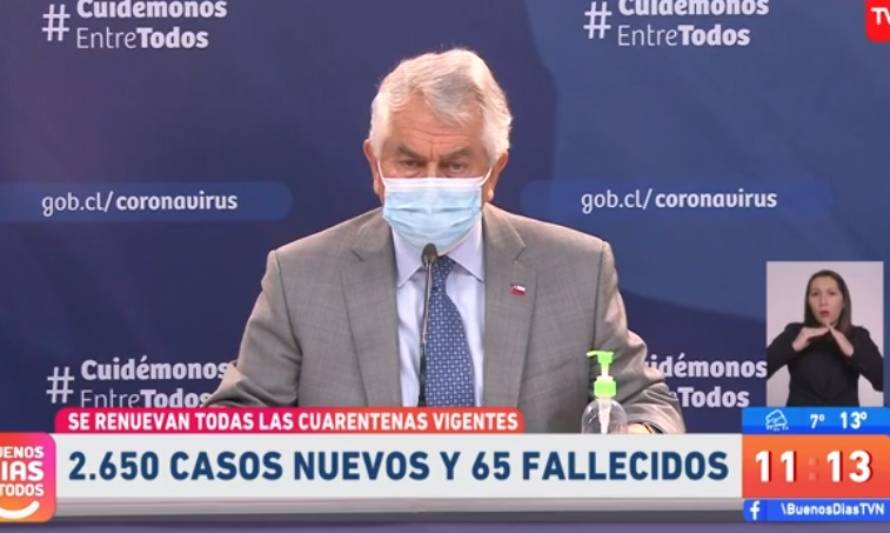 Contagios a la baja en Chile: 2.650 casos, pero con menos exámenes PCR