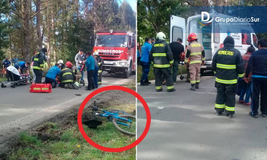 Ciclista fue atropellado cerca del cruce Nontuelá en Futrono