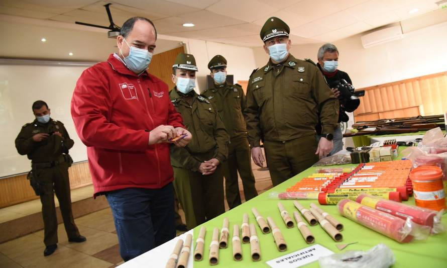 Destruirán armas y fuegos artificiales entregados voluntariamente a Carabineros en Los Ríos