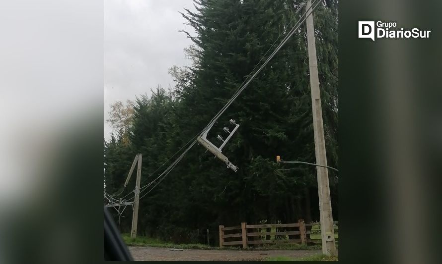 Camión arrastró tendido eléctrico en ruta Paillaco-Futrono