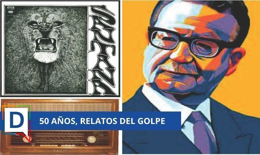 Diversos elementos contiene esta historia personal, la imagen de Salvador Allende, el disco del león de Santana y una radio Rema 8001 de la época. (Fotos Archivos Grupo NLDA Redes)