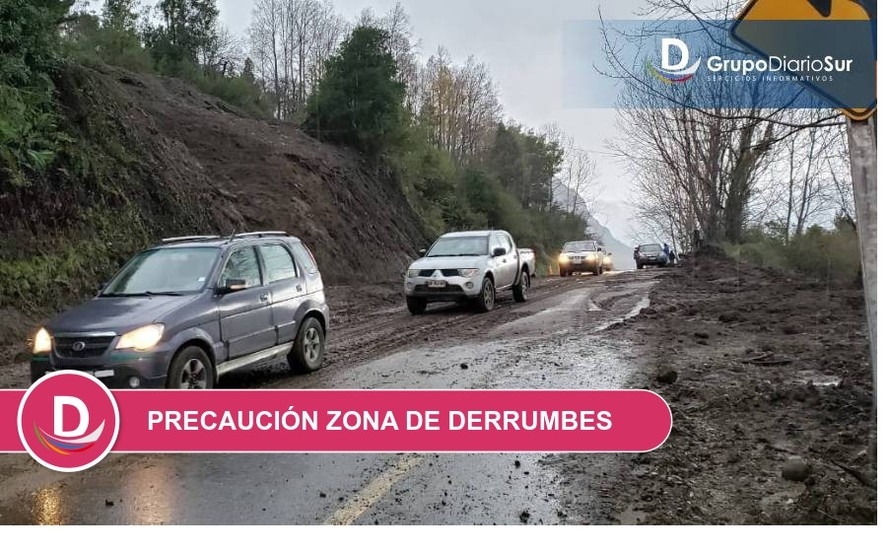 Despejan ruta Futrono-Llifén tras varios derrumbes durante la jornada